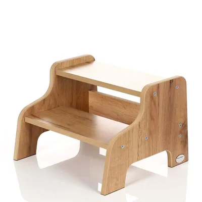 Produktbild von Kids Helper Tritthocker Eiche Kindertreppe Bad 2 Stufen Montessori Kindermöbel MDF