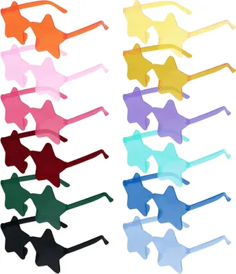 Immagine prodotto di Occhiali da sole a forma di stella - Set da 12 - Occhiali da sole senza montatura - Occhiali da festa a forma di stella