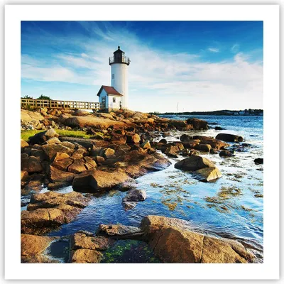 Produktbild von Poster - Poster ohne Rahmen - Leuchtturm Ufer Wolke Landschaft - 60x60 cm - Wand Bild - Wanddeko - Wandbilder - Kunstposter - Wandposter - Bilder - Kunstdruck - Wandbild - P2XAC60x60-2973