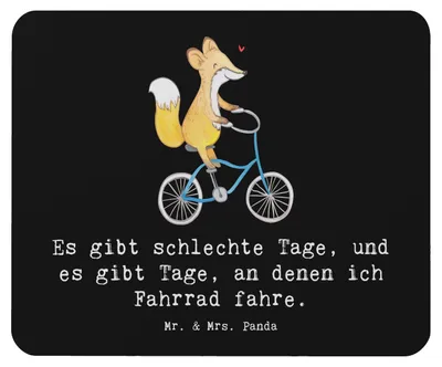 Produktbild von Mr. & Mrs. Panda Mouse Pad Fuchs Fahrrad fahren - Schwarz - Geschenk, Mountainbiking, Mousepad, pc mausunterlage, Trekking, Radsport, Mauspad, Radeln, laptop, mousematte