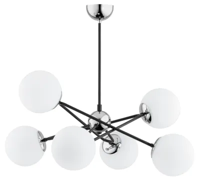 Obrázok produktu pre Závesná lampa SAGITO čierno-biela 6xE14x40W sklo rozmery: 55x60x62 cm IP20 Alfa