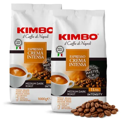 Image de Café en grains Crema Intensa, lot de 2 x 1 kg - Kimbo