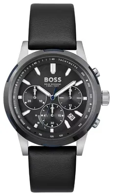 Produktbild von Herrenuhr Hugo Boss Solgrade 1514031, Echtes Leder, Schwarz