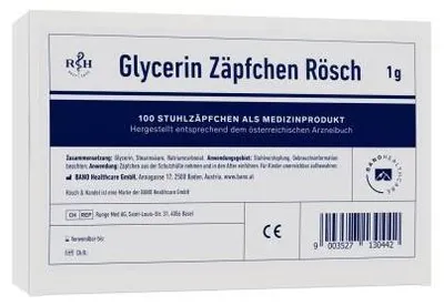 Image de Suppositoires glycérinés Rösch 1 g contre la constipation 100 pces