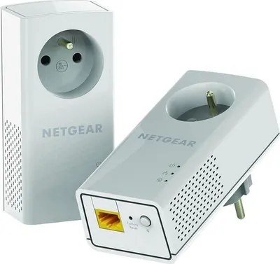 Produktbild von NETGEAR Powerline Adapter, 2000 Mbit/s, 2-Port Gigabit RJ45, Integrierte Steckdose, PLP2000-100FRS, 2er Pack