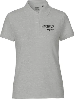 Produktbild von Huuraa Damen Polo Shirt Glasgow my love S Sport Grey Bio Baumwolle Fairtrade Poloshirt Geschenkidee