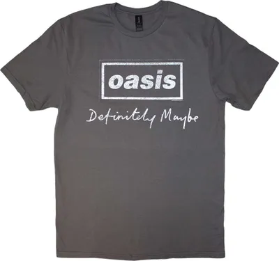 Obrázek produktu pro Oasis Definitely Maybe Distressed Text Logo Charcoal Grey M Tričko
