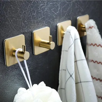Immagine prodotto di Ganci dorati autoadesivi - 4 pezzi - Bagno - Ingresso - Camera da letto - Stenberi