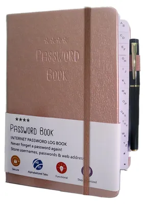 Productafbeelding van Wachtwoordboek met alfabetisch register, 480 notities, roze, geschikt voor thuis en op kantoor