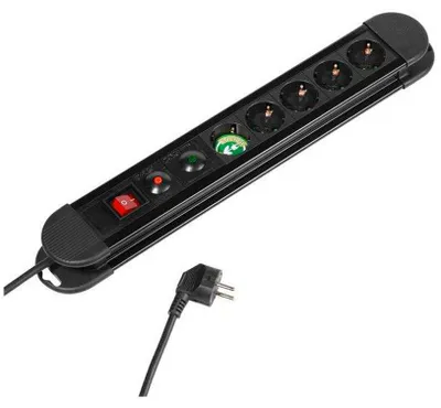 Produktbild von ViVanco™34430, 1,4 m, Schwarz, 6 AC-Ausgänge, 16 A, Schwarz, 450 mm