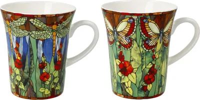 Produktbild von 2er Set Louis Comfort Tiffany Becher Schmetterling & Libelle 400ml Goebel