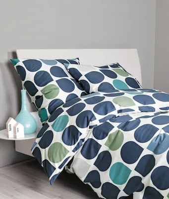 Produktbild von Janine Design Mako-Satin Bettwäsche-Garnitur J.D. 87093 Farbe denimblau rauchgrün Größe 200x220 2x80x80 cm
