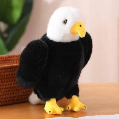 Produktbild von Plüschadler, Vogel, Plüschtier, Maskottchen, Kuscheltier, Schwarz und Weiß, 25 cm