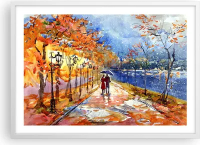 Produktbild von Gerahmtes Poster - Weißer Rahmen - Park Paar Baum - 70x50 cm - Wand Bild - Wanddeko - Wandbilder - Kunstposter - Wandposter - Bilderrahmen - Bilder - Kunstdruck - Wandbild - P2WAA70x50-3557