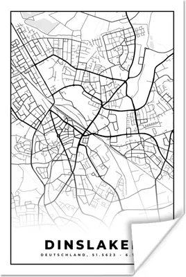 Produktbild von MuchoWow® Poster Stadtplan - Karte - Dinslaken - Karte 40x60 cm - Plakate für die Wand - Poster Babyzimmer