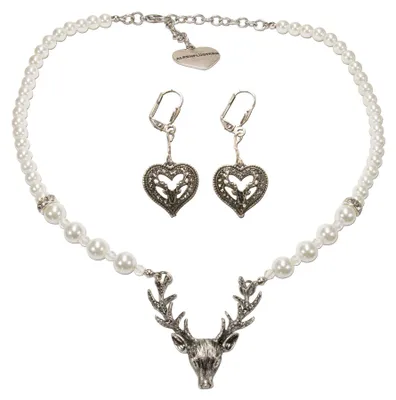 Produktbild von Alpenflüstern Trachtenschmuck-Set Trachtenohrhänger Strassherz und Perlen-Tracht