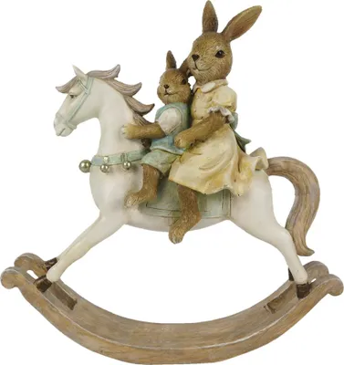 Produktbild von Clayre & Eef Figur Kaninchen 20 cm Beige Weiß Kunststoff