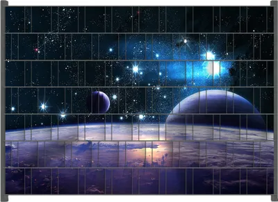 Produktbild von Wallario Zaunsichtschutz mit Motiv Planeten im Weltall für Ein- und Doppelstabmatten Zäune in der Größe 200 x 140 cm