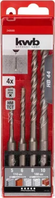 Produktbild von kwb 240500 40Cr steel Hammer drill bit set 4-piece 5 mm, 6 mm, 8 mm, 10 mm SDS-Plus 1 Set