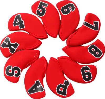 Immagine prodotto di 10 pezzi/set quantità Golf Iron Head Cover Set Neoprene Club Protective Cover HeadcoverRed