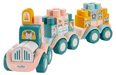 Image de Ecoiffier bb Abrick Train d'animaux avec blocs de construction - 51 pièces