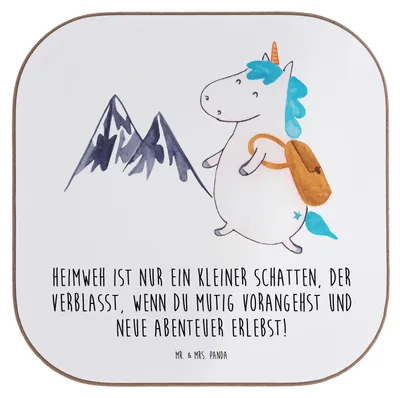 Produktbild von Mr. & Mrs. Panda Untersetzer für Gläser Heimweh überwinden Abenteuer erleben - Weiß - Geschenk, Holzuntersetzer, Trost, gläseruntersetzer, Zuversicht, Fernweh, Glas, Mut