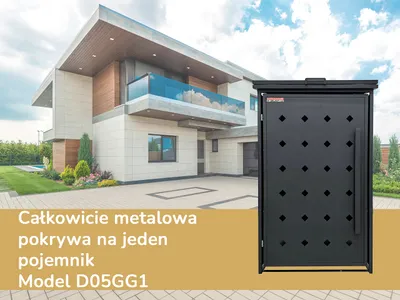 Zdjęcie produktu dla Wiata śmietnikowa D05GG1, metalowa pokrywa, nowoczesna, antracytowa