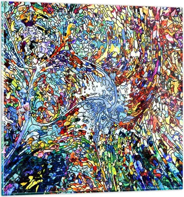 Produktbild von Bilder auf glas - Abstraktion modern - 40x40cm - Glasbilder - Wandbilder - Kunstdruck - zum Aufhängen bereit - Wanddekoration aus Glas - Glas Bilder - Wandbild auf Glas - Einteilig - GAC40x40-4045