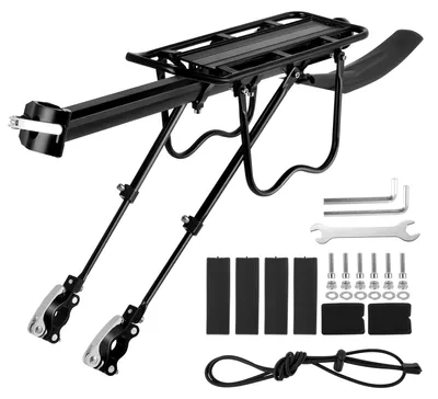 Obrázok produktu pre Nastaviteľný nosič batožiny 25 kg - Hliníková zliatina - MTB zadný rám - Blatníky/reflektor - Rýchloupínak - Nosnosť 50 kg - Nosič bicyklov