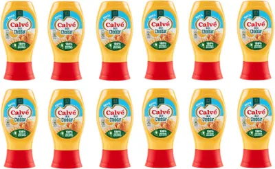 Produktbild von 12x Calvé Salsa Cheddar Tafelsauce Soße Cheddar-Sauce Squeeze Würzsaucen 100% recycelbare Flasche 245ml