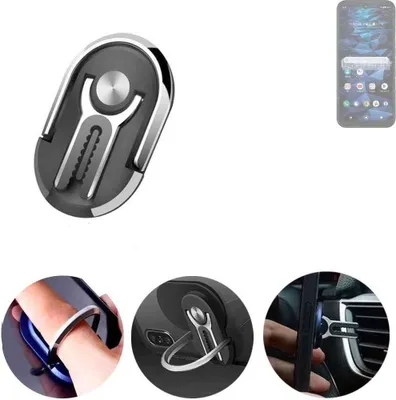 Produktbild von K-S-Trade 3in1 Smartphone-Ring Handy-Ring kompatibel mit Kyocera  Digno SX3 Fingerhalterung  Handyring Tischständer Lüftungsgitter-Halterung Tisch