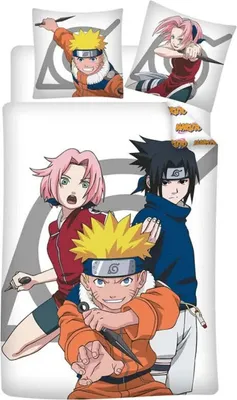 Produktbild von Anime Naruto Kinder Bettwäsche 2tlg. Set 135-140x200 65x65 Sakura Sasuke