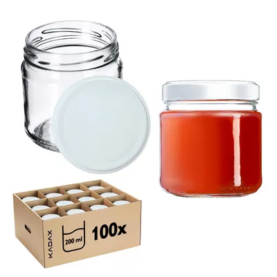 Obrázok produktu pre KADAX zaváracie poháre s viečkom "Lerma", zaváracie poháre, 200 ml, 100 ks, biele viečko