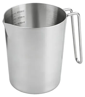 Maatbeker 1000 ml Edelstahl mit Messskala, silber