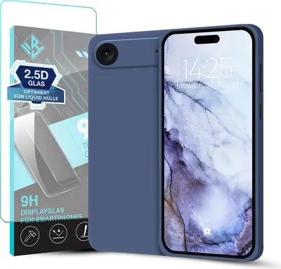 Produktbild von Hülle für Apple iPhone 17 Air mit 9H Displayglas Displayschutz Plus Case Cover Bumper Silikon Softgrip Schutzhülle Farbe: Lavendelblau