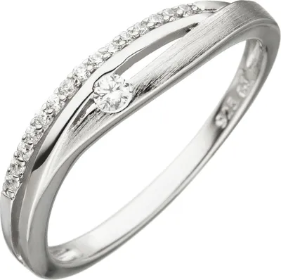 Produktbild von Ring mit weißen Zirkonia 925 Silber rhodiniert Silberring Fingerschmuck Damen Innenumfang 52mm  Ø16.6mm