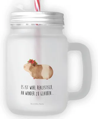 Produktbild von Mr. & Mrs. Panda Cocktailglas Meerschweinchen Weisheit - Transparent - Geschenk, Glas, Wunder, Lustige Sprüche, Trinkgefäß, Trinkglas, mit deckel, Wunderland, Mason Jar