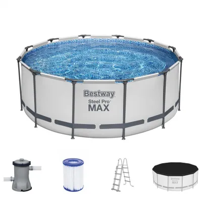 Obrázek produktu pro Bestway Steel Pro 56420, 10250 l, Rámový bazén, Žebřík, Šedá, Bílá, 49,4 kg