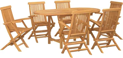 Immagine prodotto di Set da Pranzo per Giardino 7 pcs Marrone Legno di teak solido