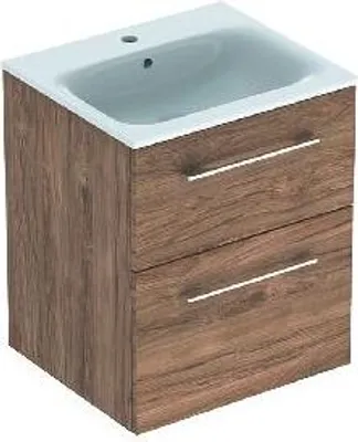 Immagine prodotto di Geberit Selnova Square - Mobiletto lavabo 635x538x480 mm, con lavabo, 2 cassetti, noce hickory 501.234.00.1