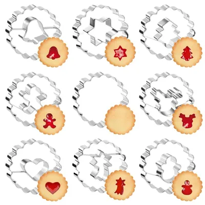 Immagine prodotto di Tagliapasta a forma di Natale - Set da 9 pezzi - Acciaio inossidabile - Lavabile in lavastoviglie