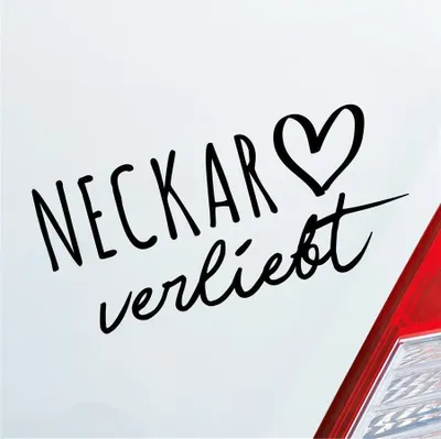 Produktbild von Auto Aufkleber Neckar verliebt Herz Fluss Wasser Water Liebe Car 19x9 cm Schwarz Matt Sticker Heckscheibenaufkleber