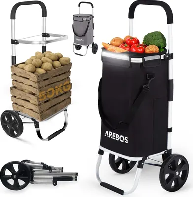 Produktbild von 3in1 Einkaufstrolley mit Kühlfach - faltbare Handtrolley 56 Liter für große Einkäufe
