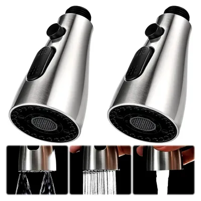 Produktbild von 2 Stück 3-Funktions-Küchenarmatur-Sprühkopf, 3 Modi Brausekopf G1/2, Anti-Splash Brausekopf für Küche und Bad