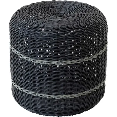 Produktbild von Hocker Fußhocker Beistelltisch SAIGON Rattan schwarz Ø41x40cm