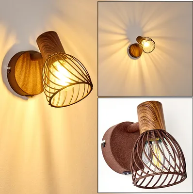 Produktbild von Laccio »Laccio« verstellbare Wandlampe aus Metall/Holz in Rost/Braun