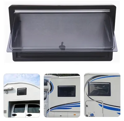 Imagen del producto de Marco para caravana - Marco para autocaravana - Marco para ventana de emergencia - Ventana corredera - Ventana con ventilación - Marco de aluminio - 900x500 mm