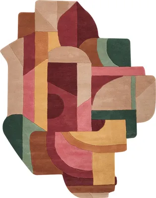 Produktbild von BELIANI Teppich Bunt aus Wolle 160 x 230 cm Abstraktes Design Retro Stil Asymmetrische Form Unregelmäßig Handgetuftet Handgefertigt Wohnzimmer