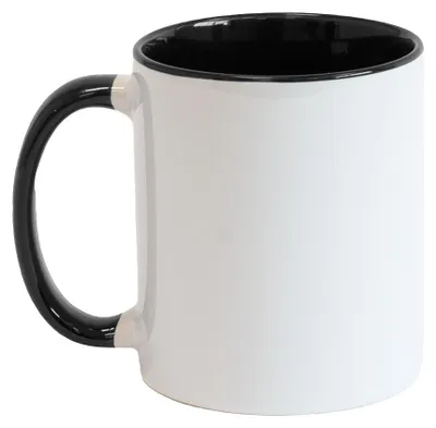 Produktbild von Plottermarie Sublimationsrohlinge Sublimations-Tassen für personalisierte Geschenkideen – Sublimationsrohlinge, Fotogeschenke, Personalisierung & DIY Weiße Keramik-Tasse Two Tone zum Sublimieren Black 1 Stück