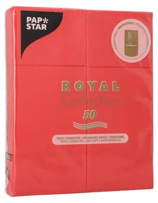 Immagine prodotto di 300 tovaglioli Papstar ROYAL Collection 40 cm x 30 cm rossi con piega per posate 37330